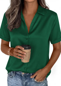 PRETTYGARDEN Women's Summer Button Down Shirts Short Sleeve Work Tops Dressy Blouses Spring Business Casual Outfits PRETTYGARDEN