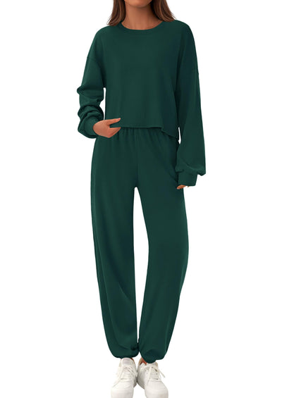 PRETTYGARDEN Women's Two Piece Outfits Lounge Sets Long Sleeve Pullover Tops Sweatpants Fall Fashion Matching Clothing