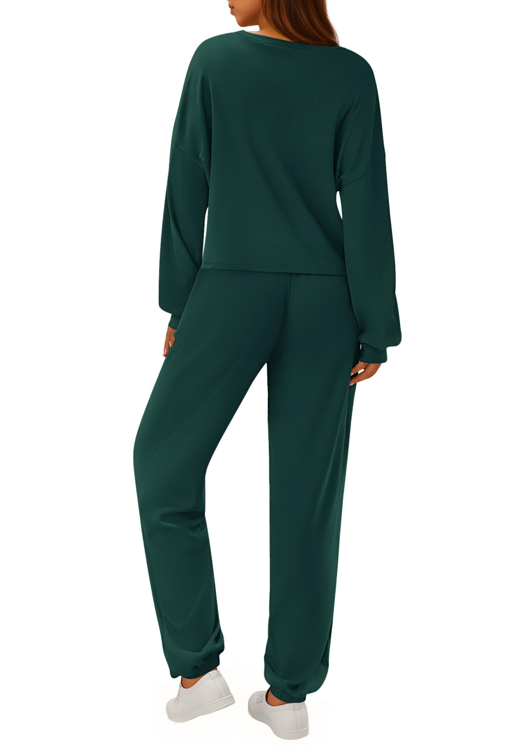 PRETTYGARDEN Women's Two Piece Outfits Lounge Sets Long Sleeve Pullover Tops Sweatpants Fall Fashion Matching Clothing