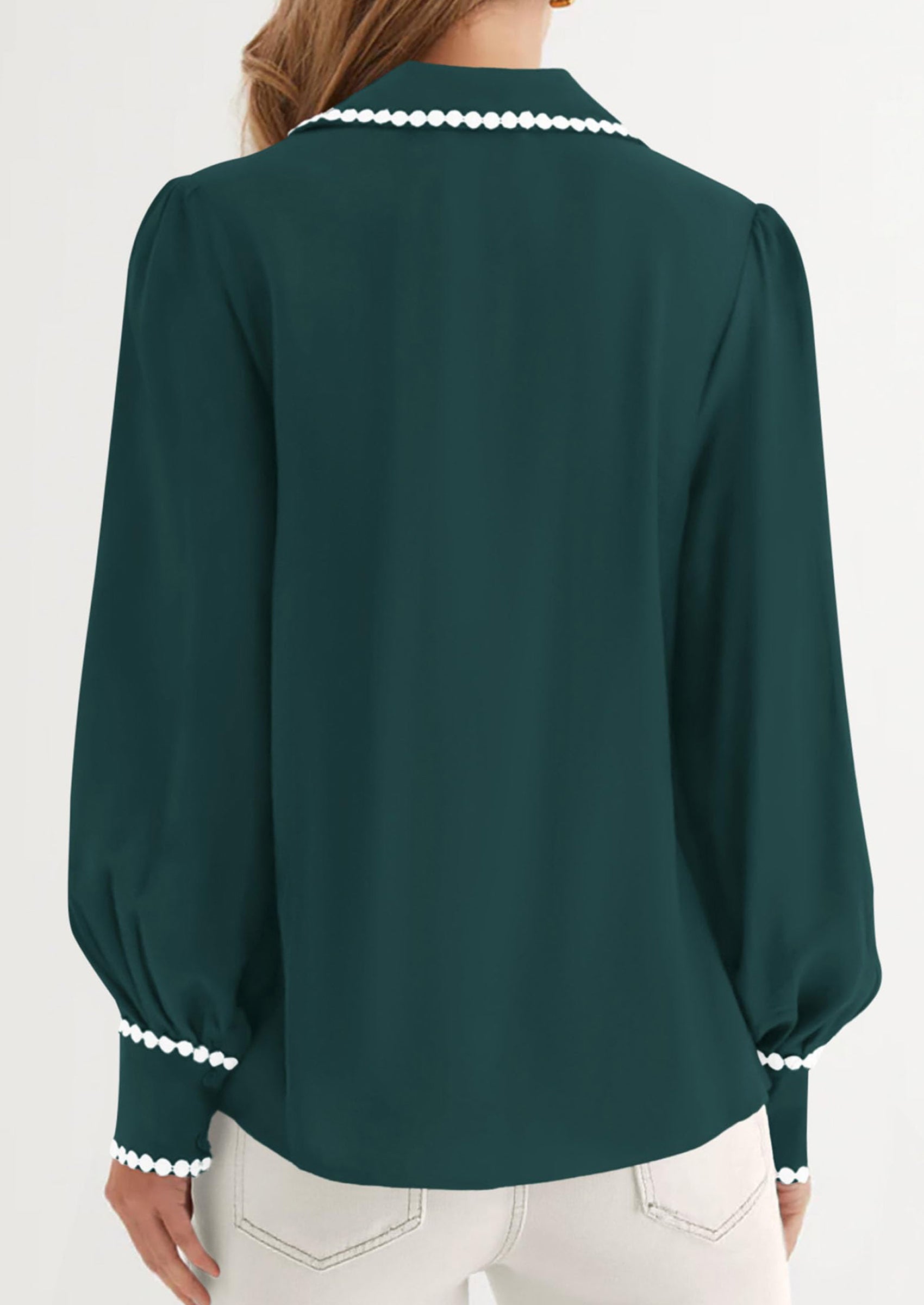 PRETTYGARDEN Womens Long Sleeve Button Down Shirts Trendy V Neck Loose Fit Fall Tops Collared Dressy Casual Blouses