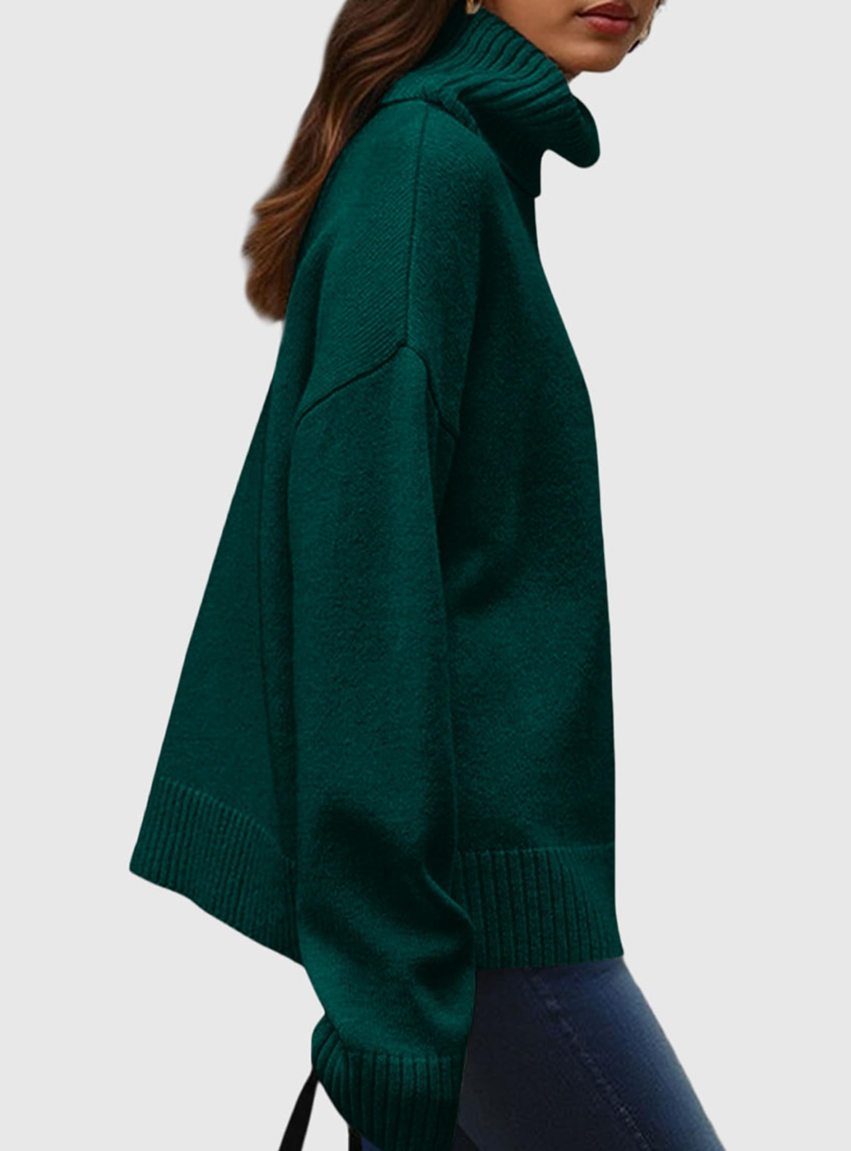 PRETTYGARDEN Womens Turtleneck Long Sleeve Sweater Fall Trendy Loose Fit Casual Tops Chunky Knit Pullover Sweaters