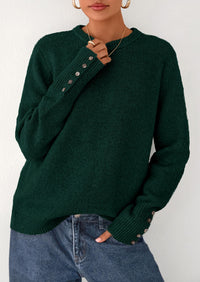 PRETTYGARDEN Womens Sweaters Fall Fashion Casual Crewneck Pullover Button Long Sleeve Cute Knit Tops Winter Clothes