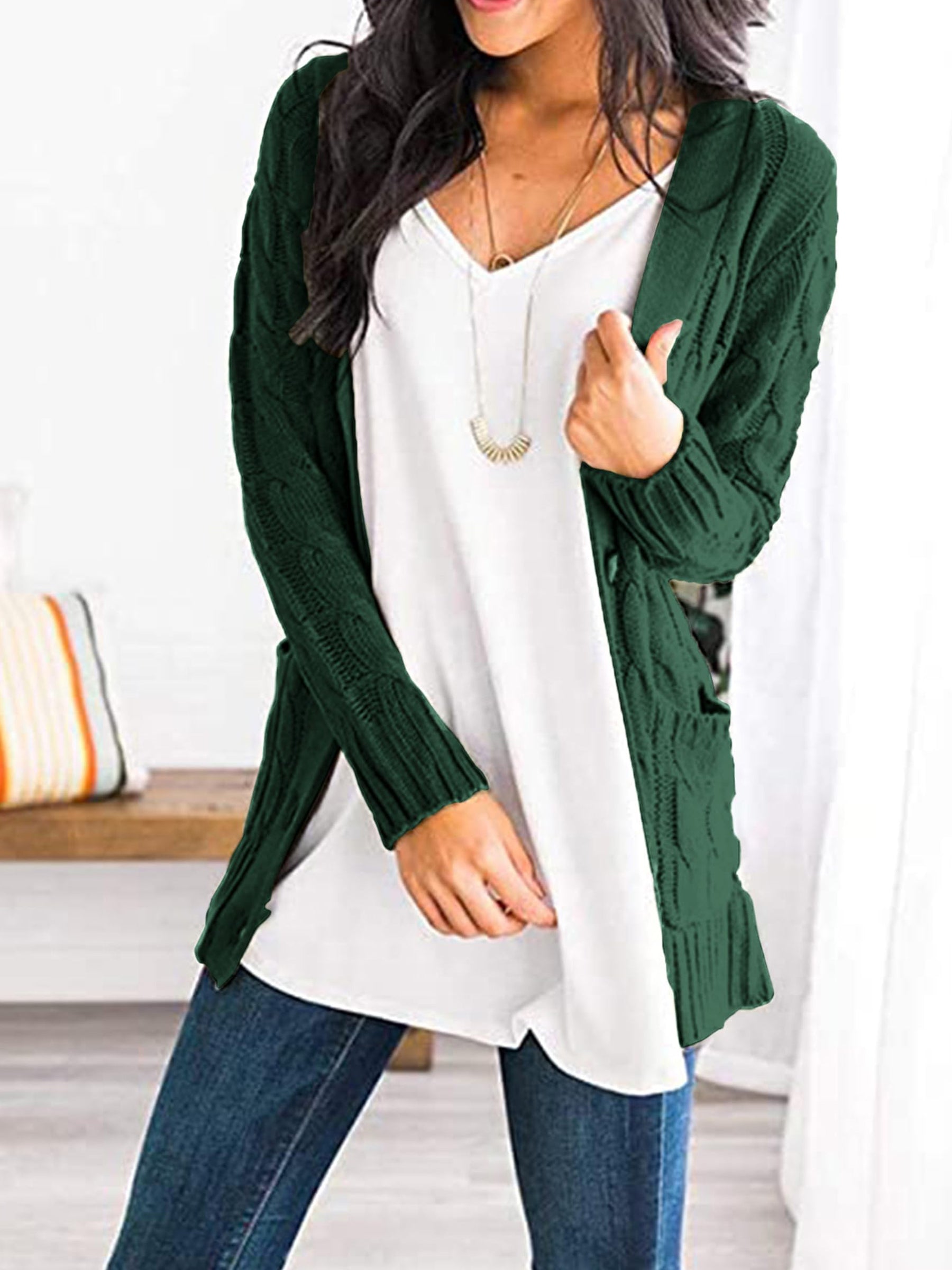 PRETTYGARDEN Women's Open Front Cardigan Sweaters Fall Fashion Button Down Cable Knit Chunky Winter Outerwear Coats