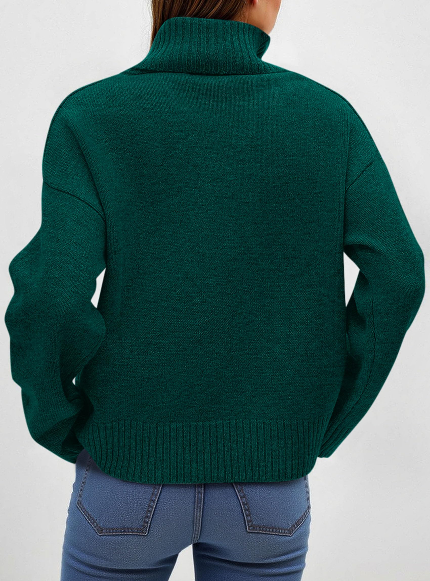 PRETTYGARDEN Womens Turtleneck Long Sleeve Sweater Fall Trendy Loose Fit Casual Tops Chunky Knit Pullover Sweaters