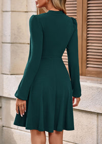 PRETTYGARDEN Womens Long Sleeve Mini Dress Fall Crewneck Ribbed Knit Soft A Line Flowy Casual Short Dresses with Pockets