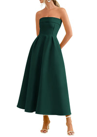 PRETTYGARDEN Cocktail Dresses for Women Summer Formal Elegant Tube Top Strapless Spring Wedding Guest Party Midi Dress PRETTYGARDEN