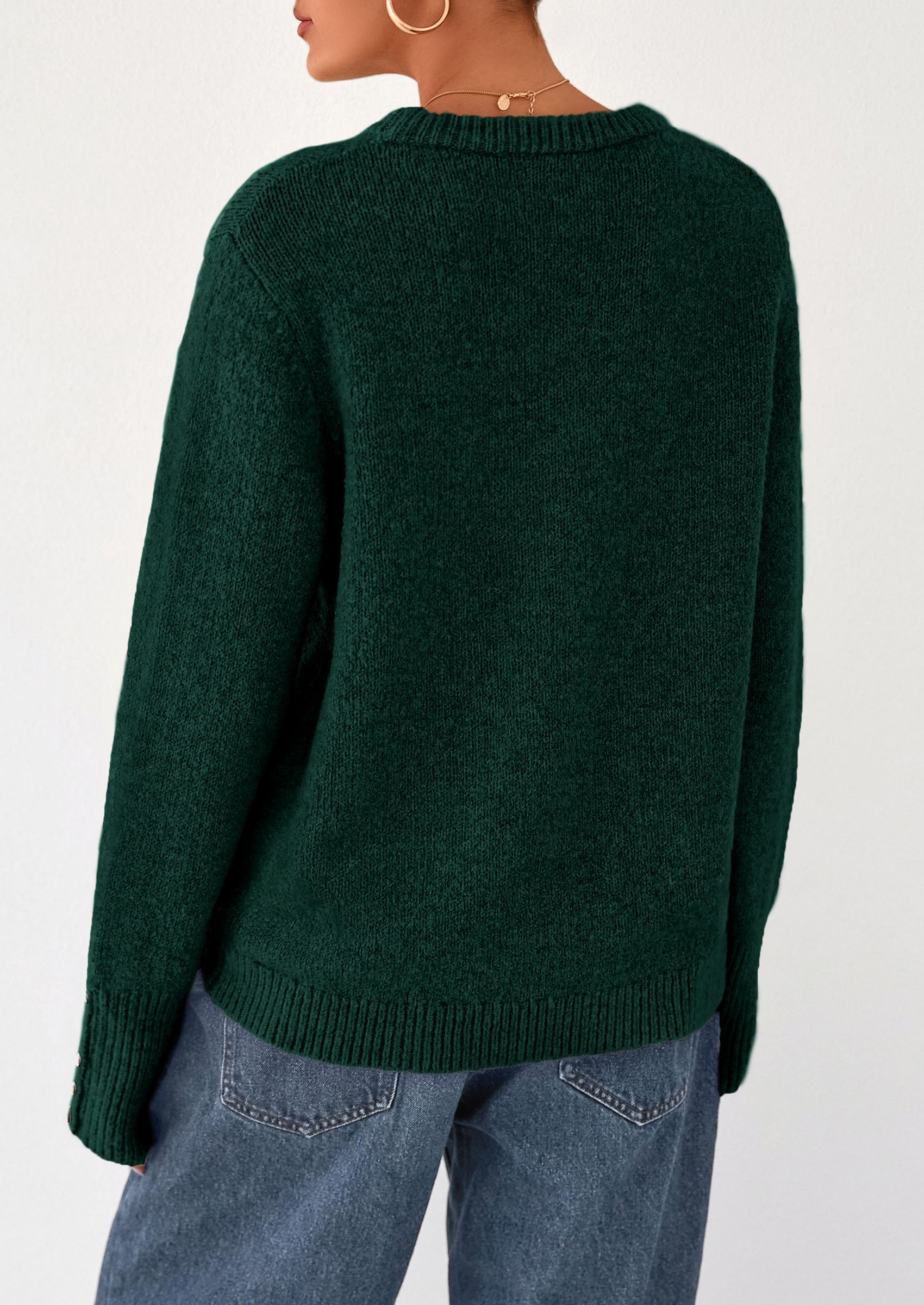 PRETTYGARDEN Womens Sweaters Fall Fashion Casual Crewneck Pullover Button Long Sleeve Cute Knit Tops Winter Clothes