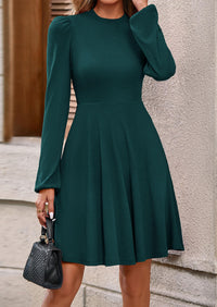 PRETTYGARDEN Womens Long Sleeve Mini Dress Fall Crewneck Ribbed Knit Soft A Line Flowy Casual Short Dresses with Pockets