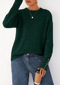 PRETTYGARDEN Womens Sweaters Fall Fashion Casual Crewneck Pullover Button Long Sleeve Cute Knit Tops Winter Clothes