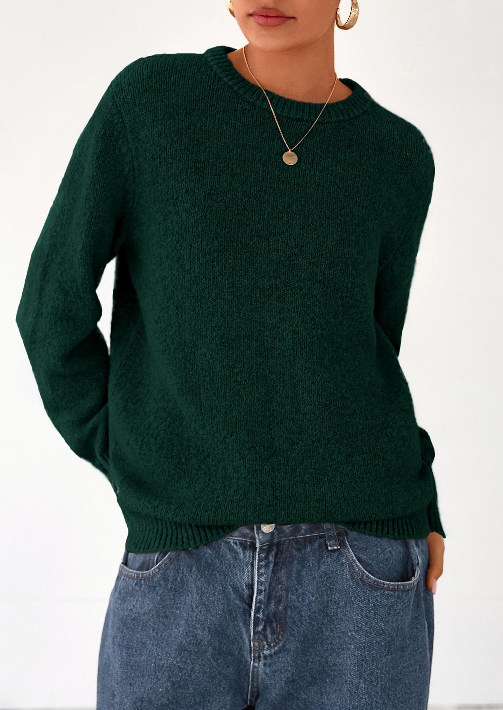 PRETTYGARDEN Womens Sweaters Fall Fashion Casual Crewneck Pullover Button Long Sleeve Cute Knit Tops Winter Clothes