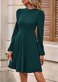 PRETTYGARDEN Womens Long Sleeve Mini Dress Fall Crewneck Ribbed Knit Soft A Line Flowy Casual Short Dresses with Pockets