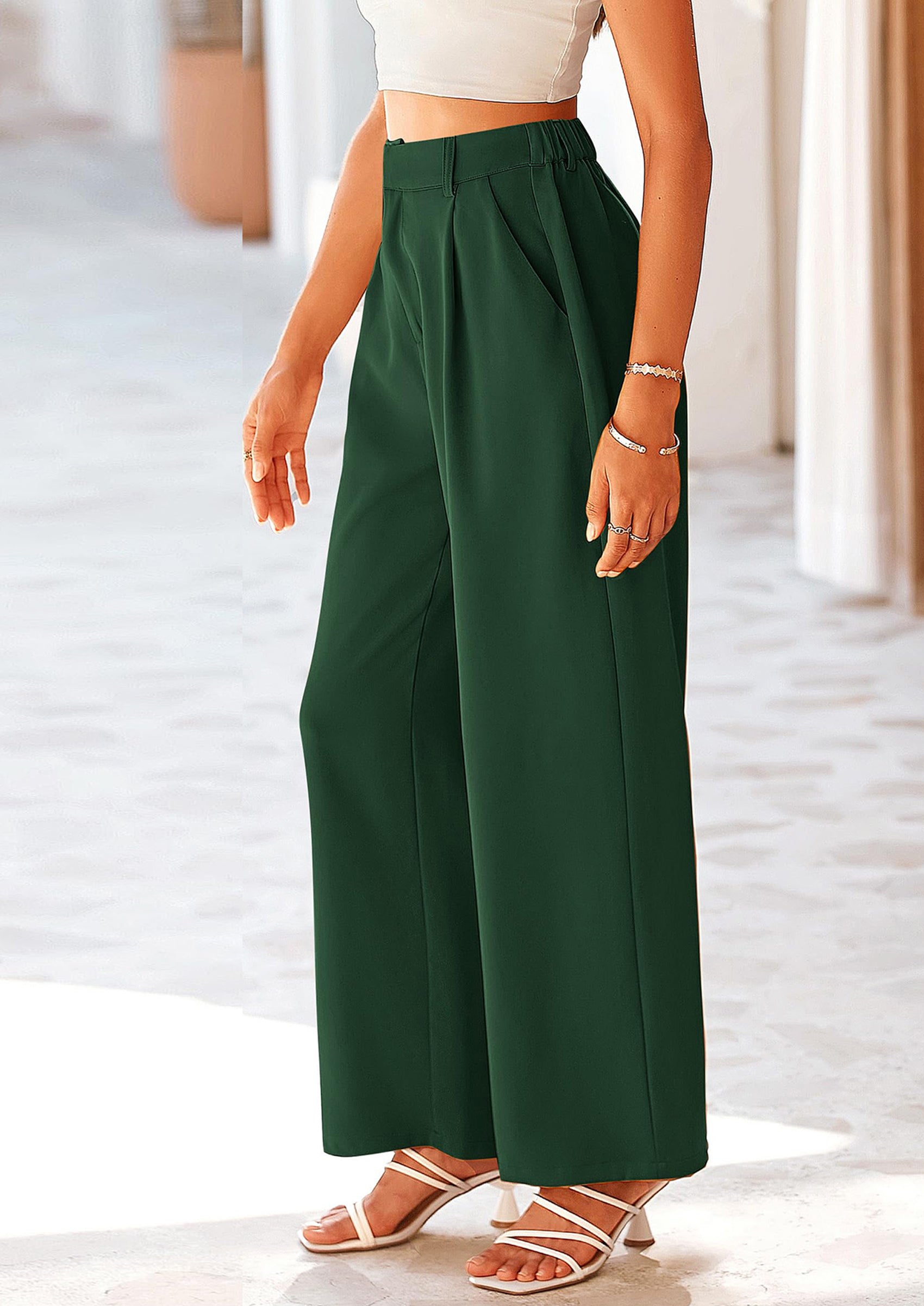 PRETTYGARDEN Wide Leg Pants for Women Trendy Fall High Waisted Business Casual Outfits Work Pant Trousers