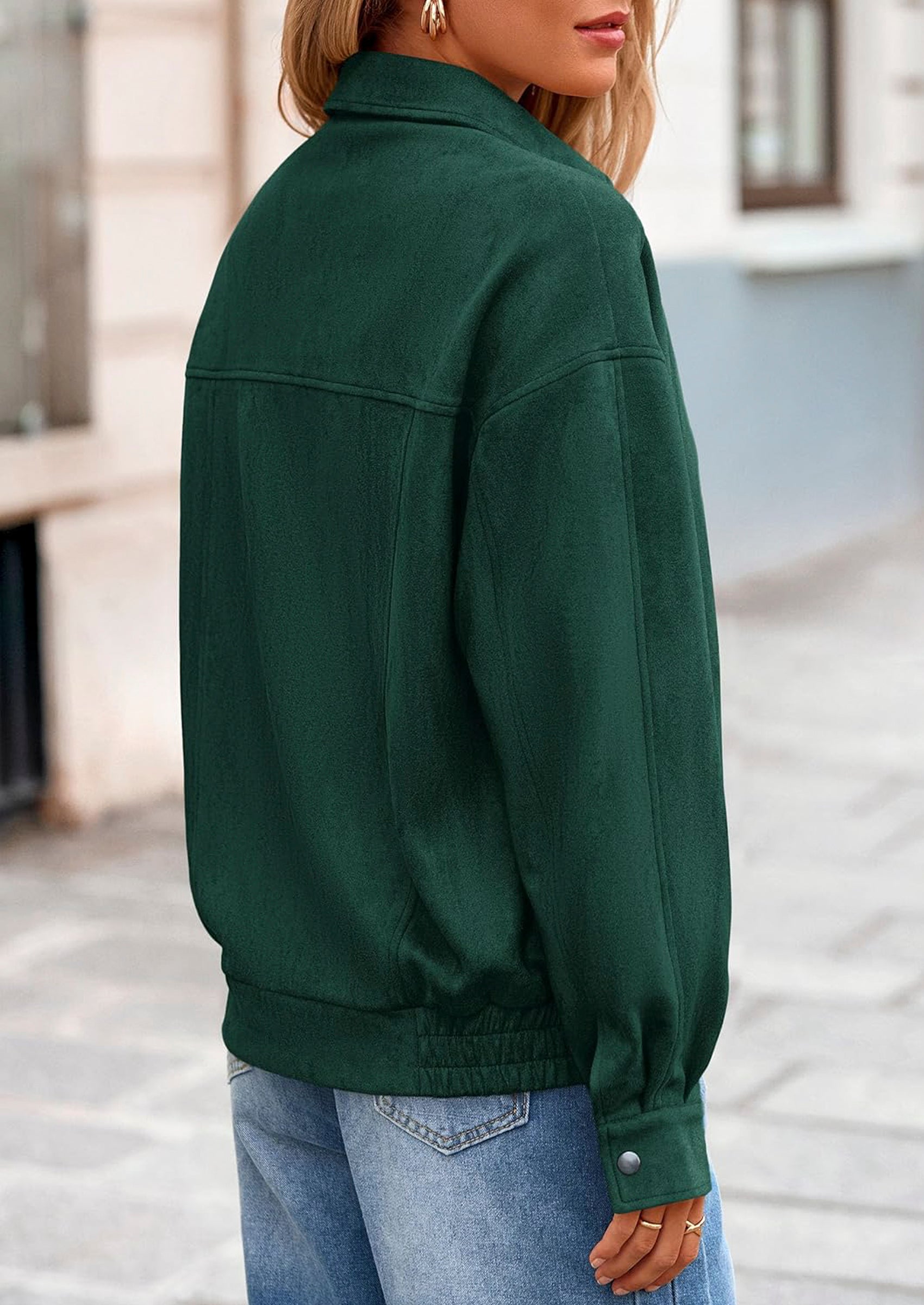 PRETTYGARDEN Women's Faux Suede Motorcycle Jacket Trendy Fall Fashion Oversized Zip Up Coats Winter Clothes Outerwear