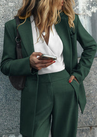 PRETTYGARDEN Women's Fall Two Piece Outfits Dressy Blazer Jacket and Wide Leg Pants Pockets Business Casual Office Suit Sets