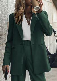 PRETTYGARDEN Women's Fall Two Piece Outfits Dressy Blazer Jacket and Wide Leg Pants Pockets Business Casual Office Suit Sets