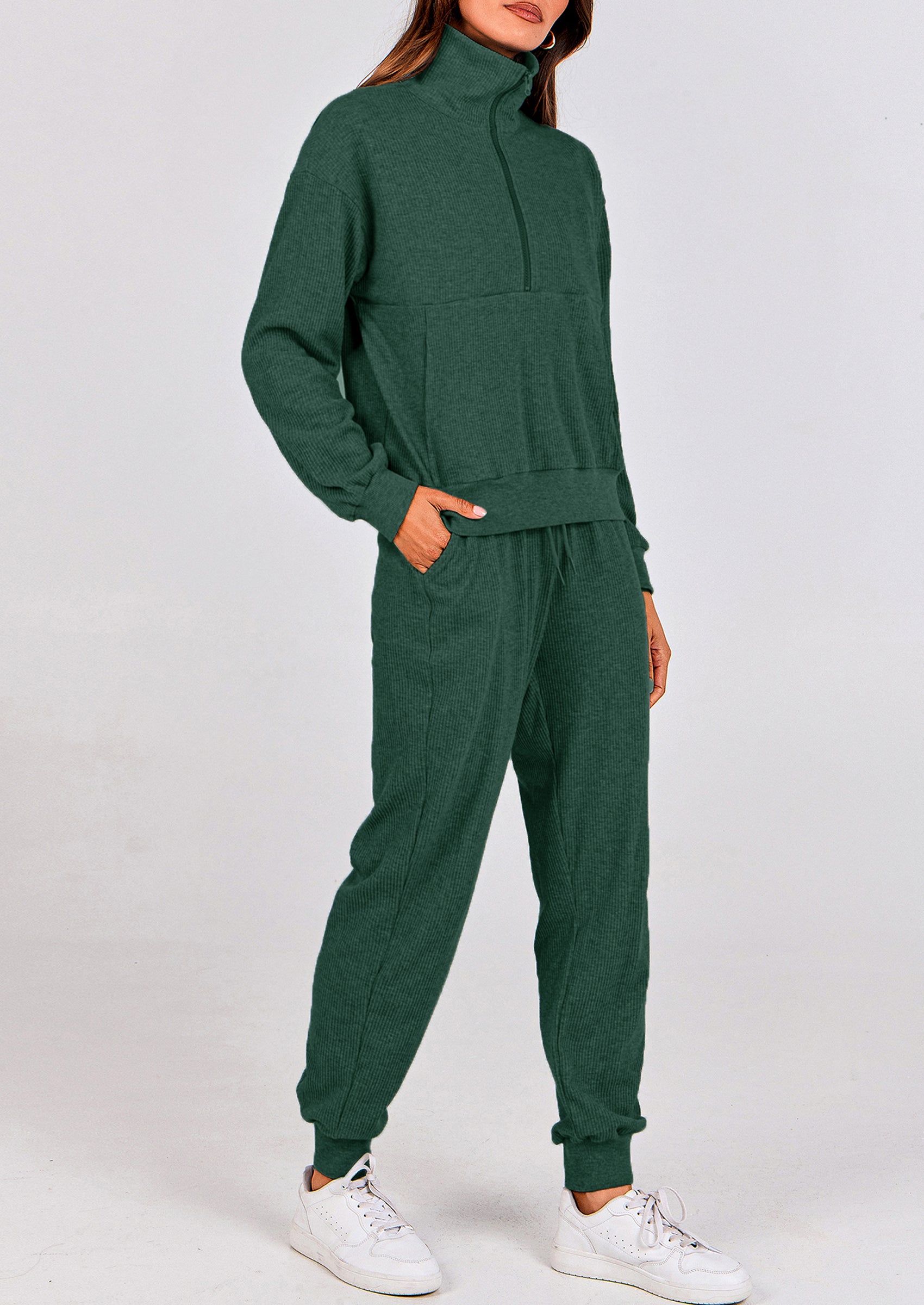 PRETTYGARDEN Women's Fall 2 Piece Lounge Sets Zip Up Sweatshirt Jogger Pants Sweat Track Suits Travel Outfit Winter Clothing