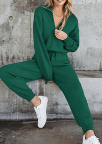 PRETTYGARDEN Women's 2 Piece Sweater Set Pullover Zip Up Sweatshirt Jogger Sweatpants Tracksuit Casual Outfit