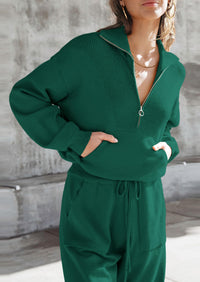 PRETTYGARDEN Women's 2 Piece Sweater Set Pullover Zip Up Sweatshirt Jogger Sweatpants Tracksuit Casual Outfit