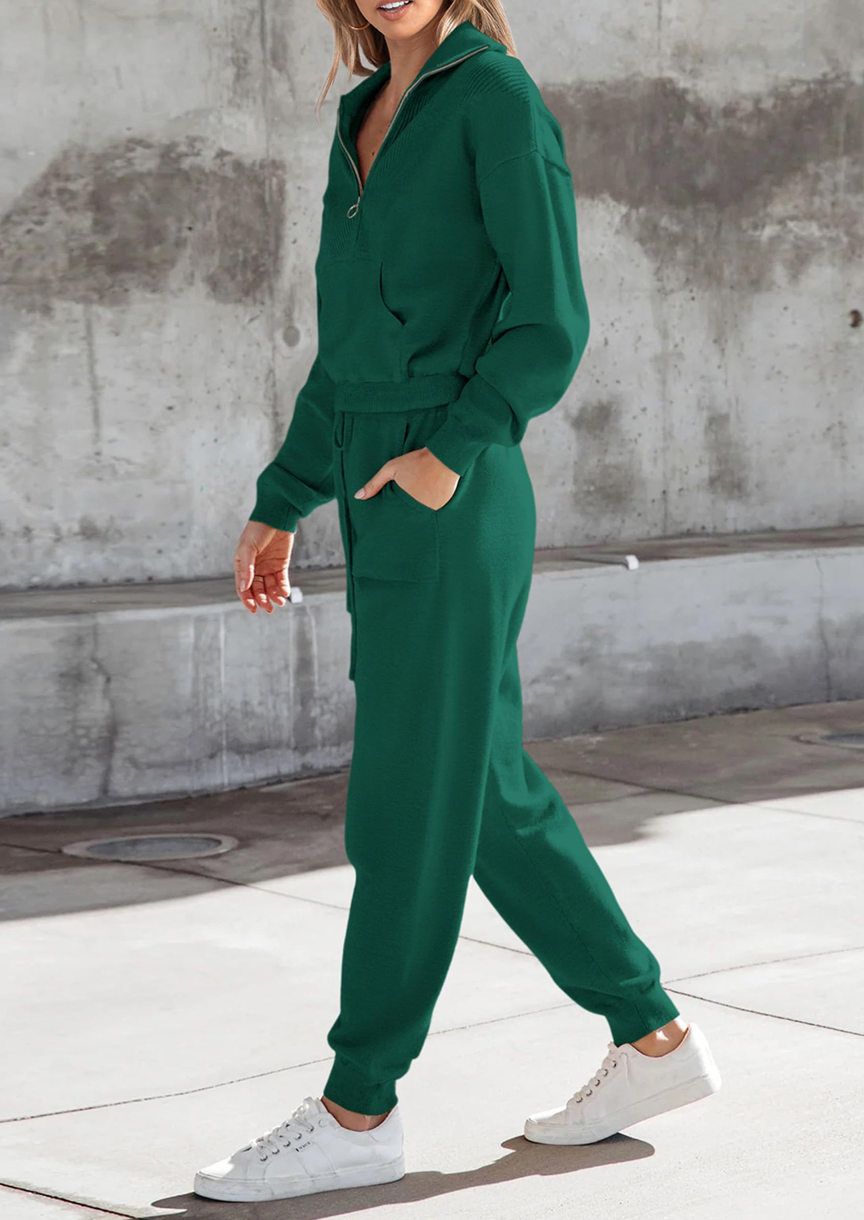 PRETTYGARDEN Women's 2 Piece Sweater Set Pullover Zip Up Sweatshirt Jogger Sweatpants Tracksuit Casual Outfit