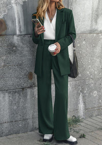 PRETTYGARDEN Women's Fall Two Piece Outfits Dressy Blazer Jacket and Wide Leg Pants Pockets Business Casual Office Suit Sets