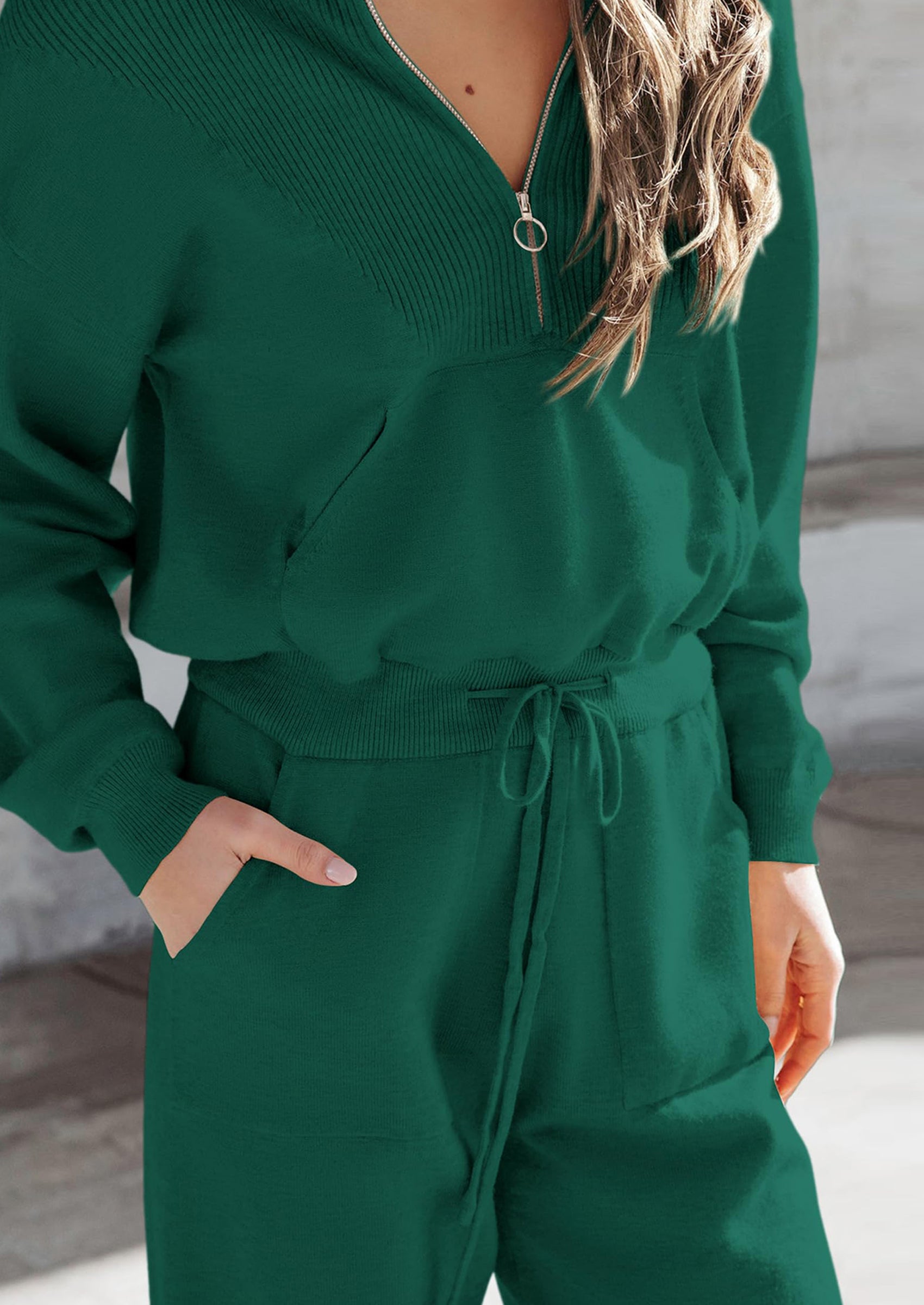 PRETTYGARDEN Women's 2 Piece Sweater Set Pullover Zip Up Sweatshirt Jogger Sweatpants Tracksuit Casual Outfit