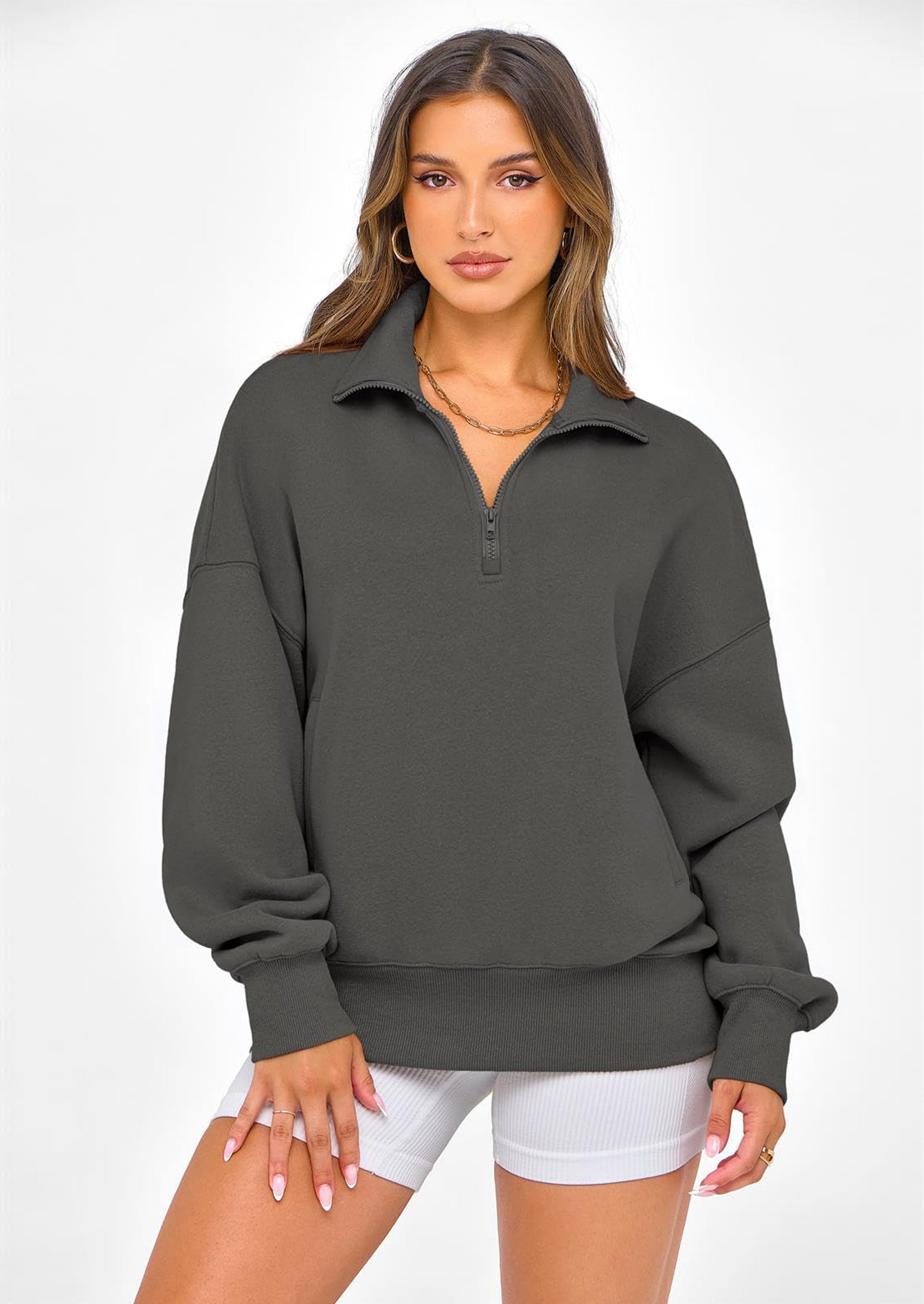 PRETTYGARDEN Womens Half Zip Oversized Sweatshirts Fleece Hoodies Trendy Long Sleeve Pullover Tops Y2k Spring Outfits