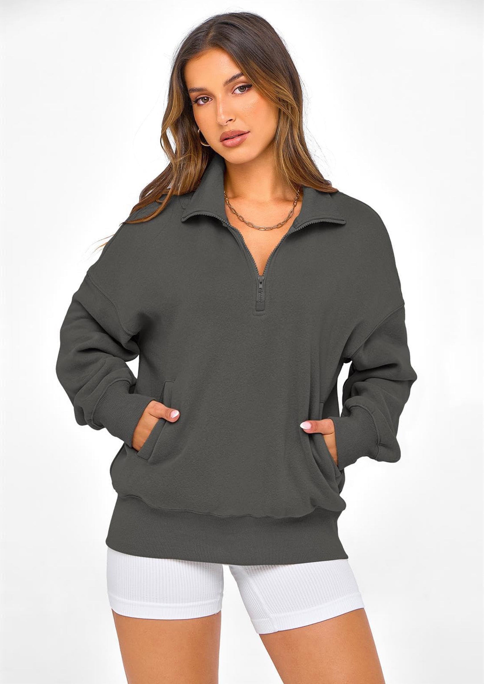 PRETTYGARDEN Womens Half Zip Oversized Sweatshirts Fleece Hoodies Trendy Long Sleeve Pullover Tops Y2k Spring Outfits