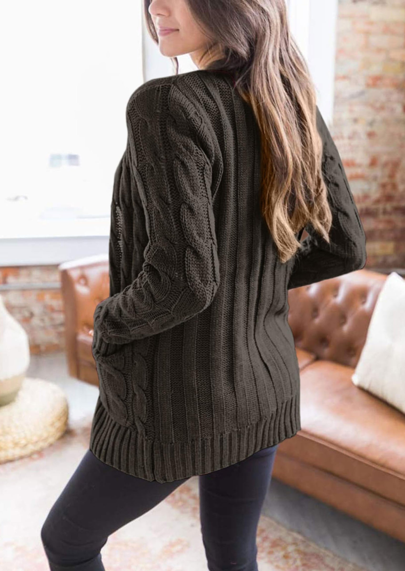 PRETTYGARDEN Women's Open Front Cardigan Sweaters Fall Fashion Button Down Cable Knit Chunky Winter Outerwear Coats