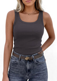 PRETTYGARDEN Womens Summer Tops Spring Cute Sleeveless Scoop Neck Workout Tank Top Casual Ribbed Knit Basic Cami Shirts PRETTYGARDEN