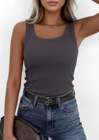 PRETTYGARDEN Womens Summer Tops Spring Cute Sleeveless Scoop Neck Workout Tank Top Casual Ribbed Knit Basic Cami Shirts PRETTYGARDEN