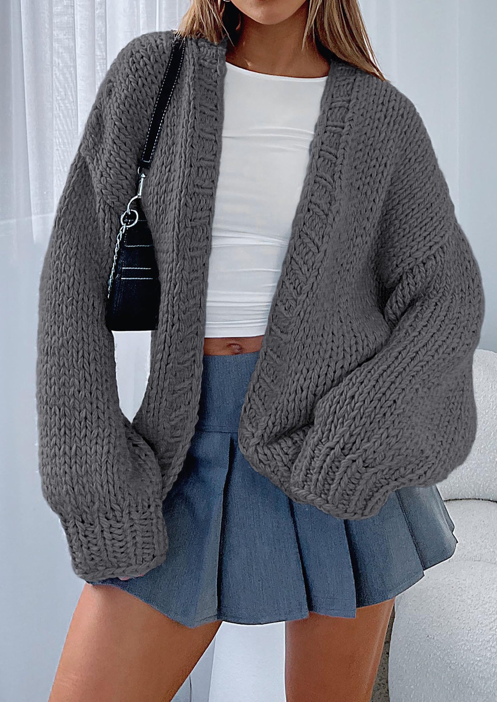 PRETTYGARDEN Cardigan Sweaters for Women Trendy Fall Fashion Long Sleeve Chunky Knit Cardigans Winter Clothing Outfits