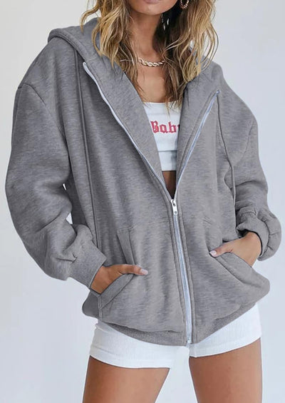 PRETTYGARDEN Women's Zip Up Y2K Hoodies Casual Long Sleeve Sweatshirts Fall Spring Track Jackets with Pockets