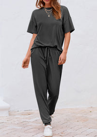 PRETTYGARDEN Women's Two Piece Lounge Sets Spring Summer Jogger Pants Vacation Outfits Travel Airplane Matching Clothes