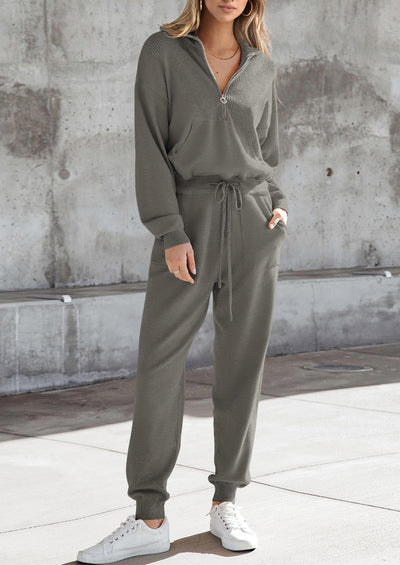 PRETTYGARDEN Women's 2 Piece Sweater Set Pullover Zip Up Sweatshirt Jogger Sweatpants Tracksuit Casual Outfit