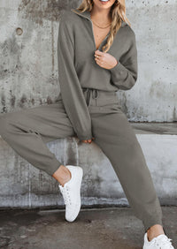 PRETTYGARDEN Women's 2 Piece Sweater Set Pullover Zip Up Sweatshirt Jogger Sweatpants Tracksuit Casual Outfit