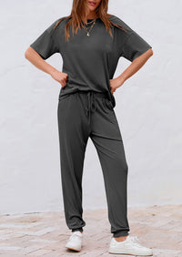 PRETTYGARDEN Women's Two Piece Lounge Sets Spring Summer Jogger Pants Vacation Outfits Travel Airplane Matching Clothes