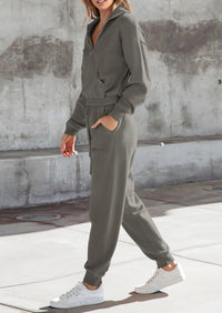 PRETTYGARDEN Women's 2 Piece Sweater Set Pullover Zip Up Sweatshirt Jogger Sweatpants Tracksuit Casual Outfit