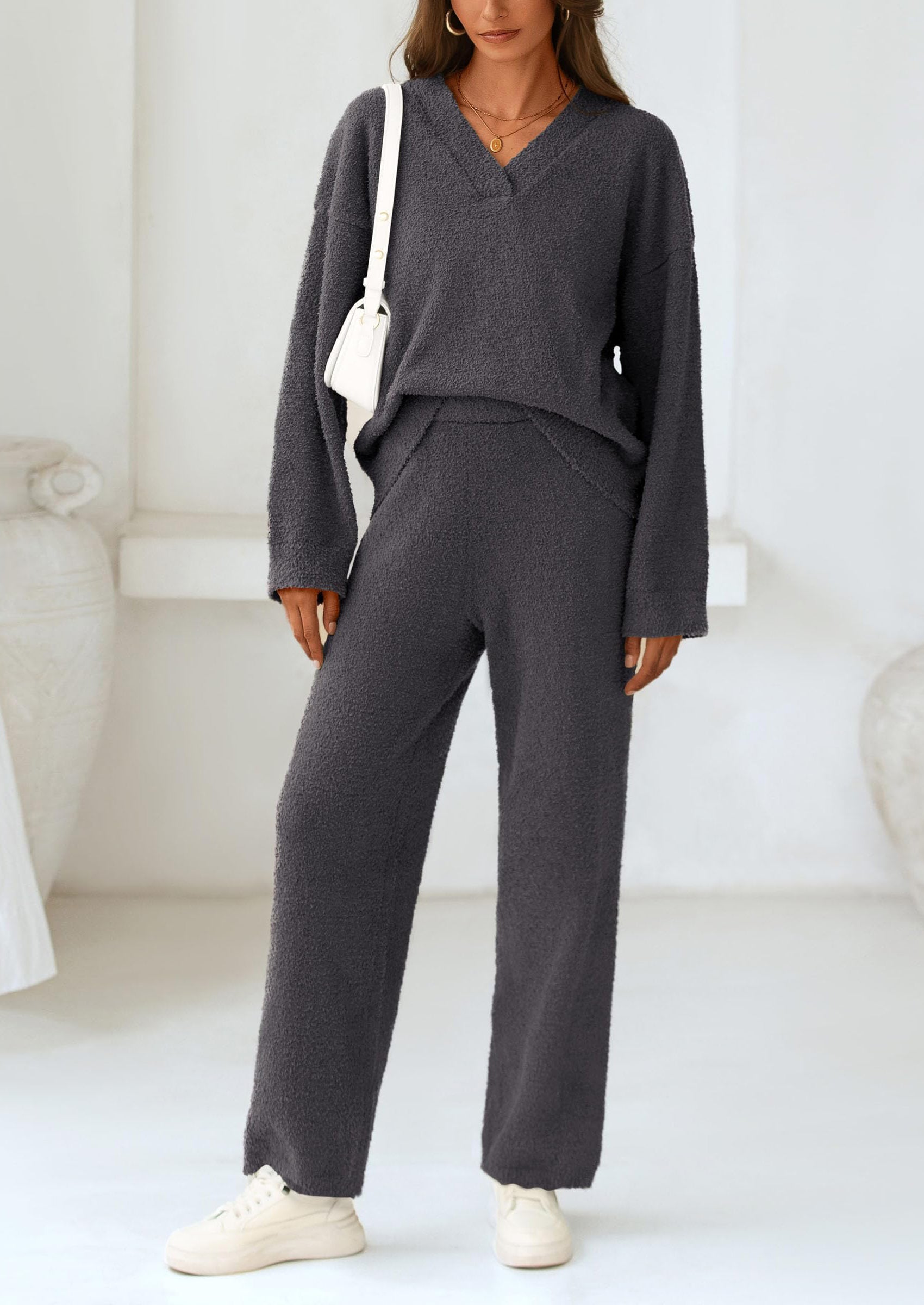 PRETTYGARDEN Lounge Sets for Women Two Piece Sweaters Pajama Set Fall Fashion Loungewear Outfits Matching Winter Clothes