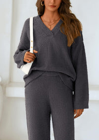 PRETTYGARDEN Lounge Sets for Women Two Piece Sweaters Pajama Set Fall Fashion Loungewear Outfits Matching Winter Clothes