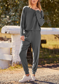 PRETTYGARDEN Women's Fall 2 Piece Lounge Set Long Sleeve Tops Ribbed Pants Spring Matching Sweatsuit Travel Outfits Clothes