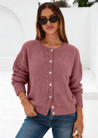 PRETTYGARDEN Long Sleeve Crewneck Button Down Womens Sweaters Fall Open Front Chunky Cardigan Sweaters for Women