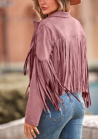 PRETTYGARDEN Women's Fringe Faux Suede Leather Jackets Fashion Tassel Motorcycle Cropped Coats