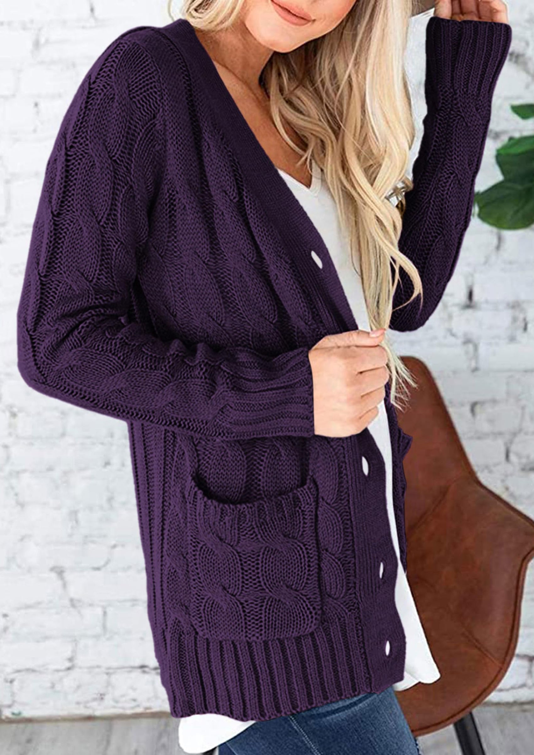 PRETTYGARDEN Women's Open Front Cardigan Sweaters Fall Fashion Button Down Cable Knit Chunky Winter Outerwear Coats