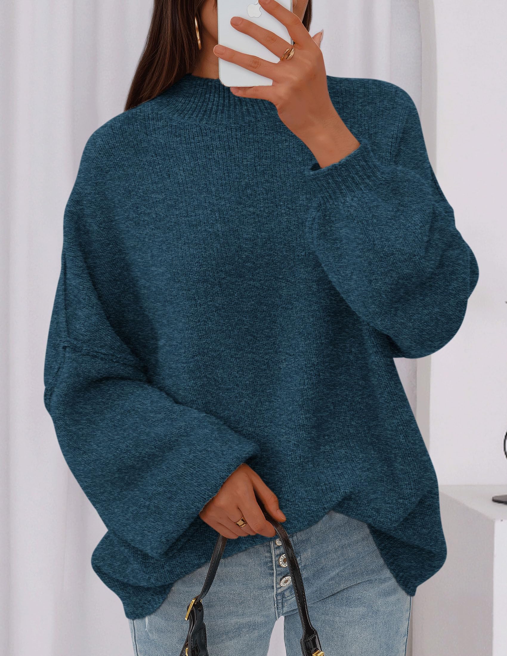 PRETTYGARDEN Women's Fall Oversized Sweaters Chunky Knit Mock Neck Long Sleeve Casual Trendy Pullover Winter Clothes PRETTYGARDEN