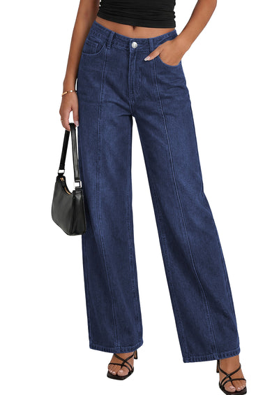 PRETTYGARDEN Women's Wide Leg Jeans High Waisted Stretchy Baggy Seamed Front Denim Palazzo Pants 2026 Summer Fashion Clothes