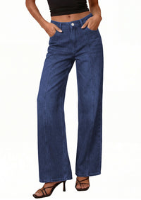 PRETTYGARDEN Women's Wide Leg Jeans High Waisted Stretchy Baggy Seamed Front Denim Palazzo Pants Summer Fashion Clothes
