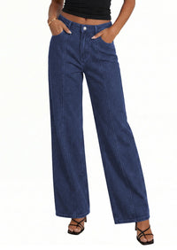 PRETTYGARDEN Women's Wide Leg Jeans High Waisted Stretchy Baggy Seamed Front Denim Palazzo Pants Summer Fashion Clothes