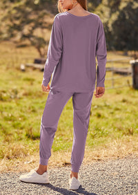 PRETTYGARDEN Women's Fall 2 Piece Lounge Set Long Sleeve Tops Ribbed Pants Spring Matching Sweatsuit Travel Outfits Clothes