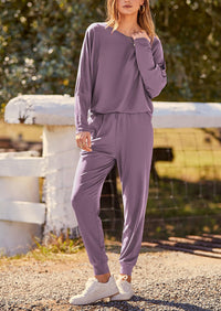 PRETTYGARDEN Women's Fall 2 Piece Lounge Set Long Sleeve Tops Ribbed Pants Spring Matching Sweatsuit Travel Outfits Clothes