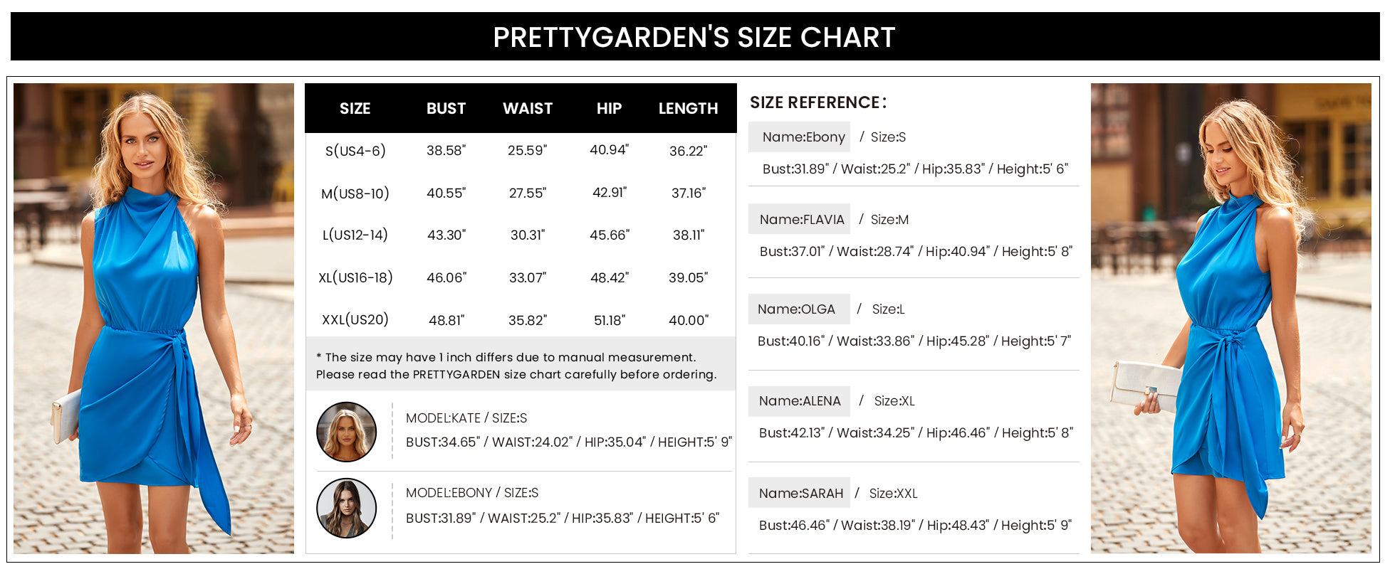 PRETTYGARDEN Women's Short Formal Satin Dress Summer Sleeveless Mock Neck Tie Waist Cocktail Party Dresses